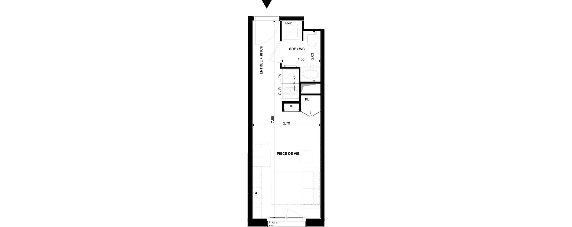 Appartement T1 de 19,93 m2 &agrave; P&eacute;rigueux Les vergnes - boisset - le grand puy bernard