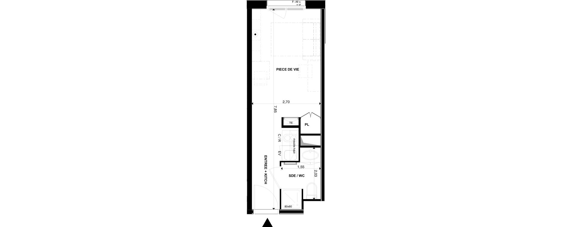 Appartement T1 de 19,93 m2 &agrave; P&eacute;rigueux Les vergnes - boisset - le grand puy bernard