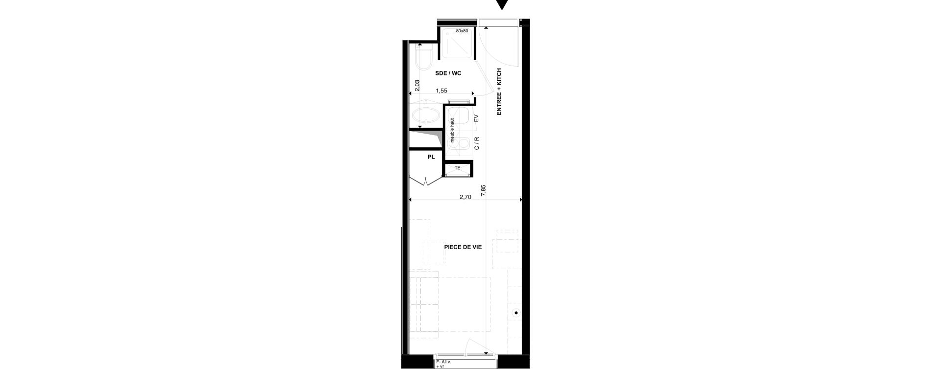 Appartement T1 de 19,93 m2 &agrave; P&eacute;rigueux Les vergnes - boisset - le grand puy bernard