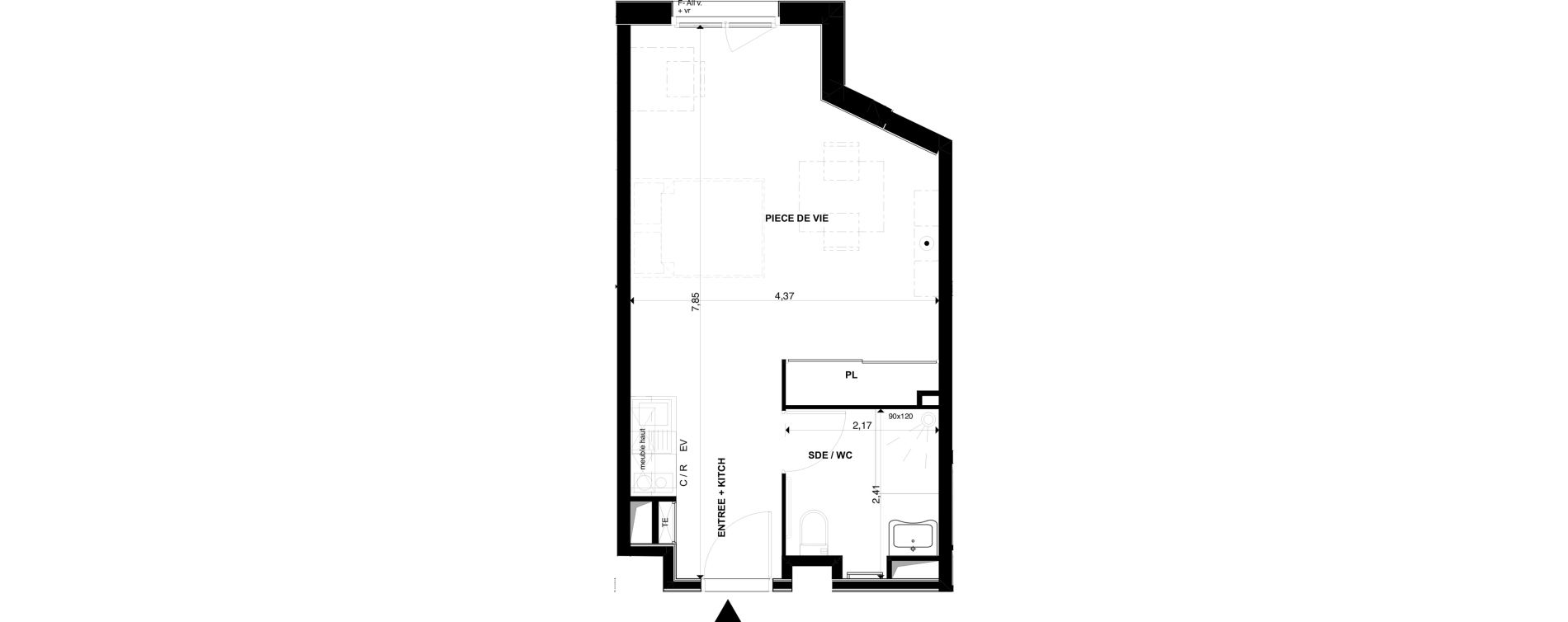 Appartement T1 de 30,20 m2 &agrave; P&eacute;rigueux Les vergnes - boisset - le grand puy bernard