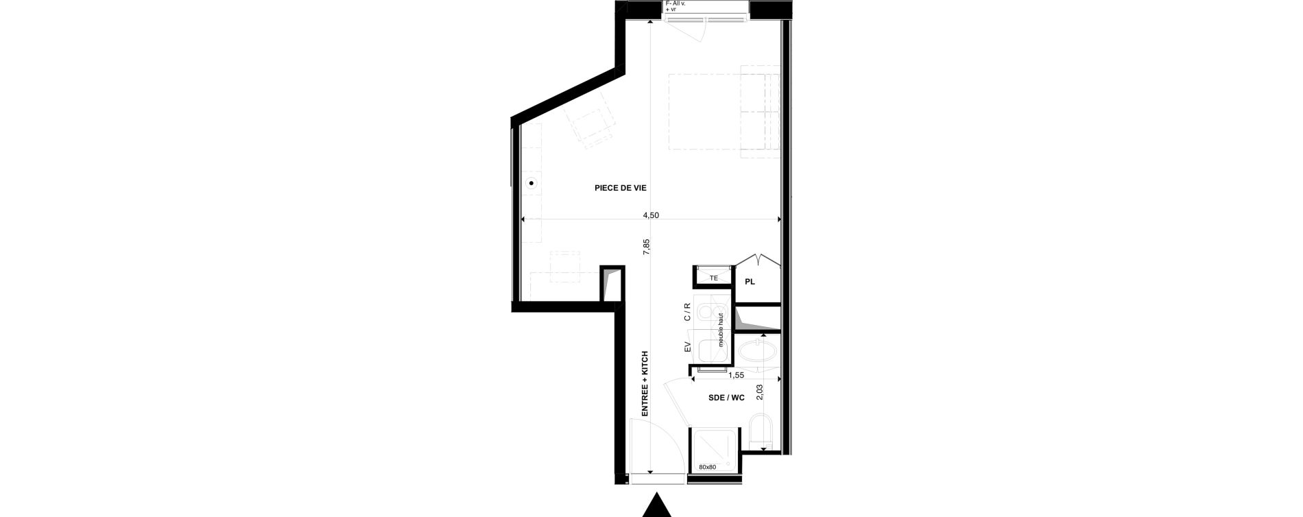 Appartement T1 de 25,96 m2 &agrave; P&eacute;rigueux Les vergnes - boisset - le grand puy bernard