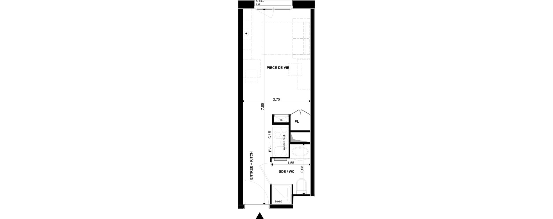 Appartement T1 de 19,93 m2 &agrave; P&eacute;rigueux Les vergnes - boisset - le grand puy bernard