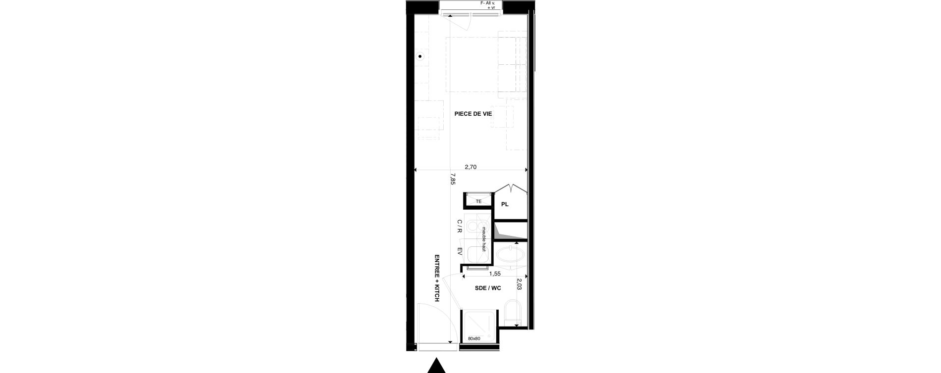 Appartement T1 de 19,93 m2 &agrave; P&eacute;rigueux Les vergnes - boisset - le grand puy bernard