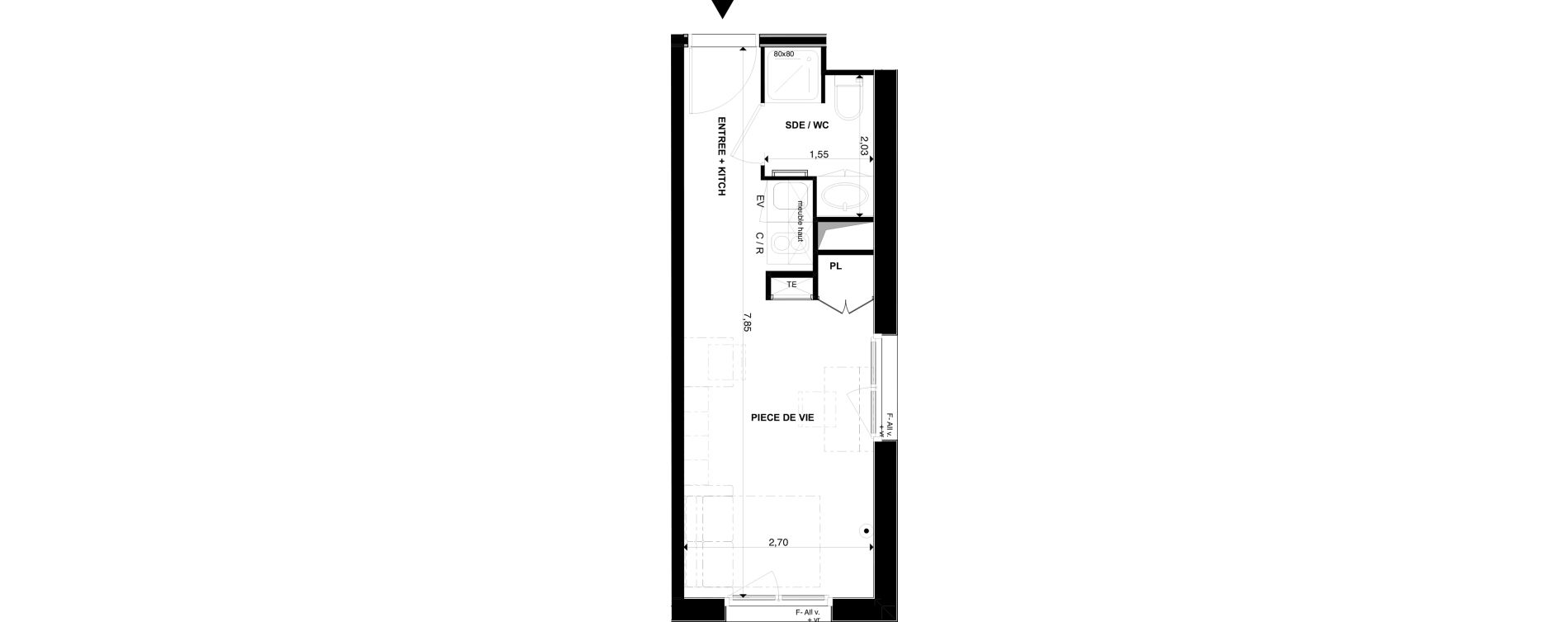 Appartement T1 de 19,91 m2 &agrave; P&eacute;rigueux Les vergnes - boisset - le grand puy bernard