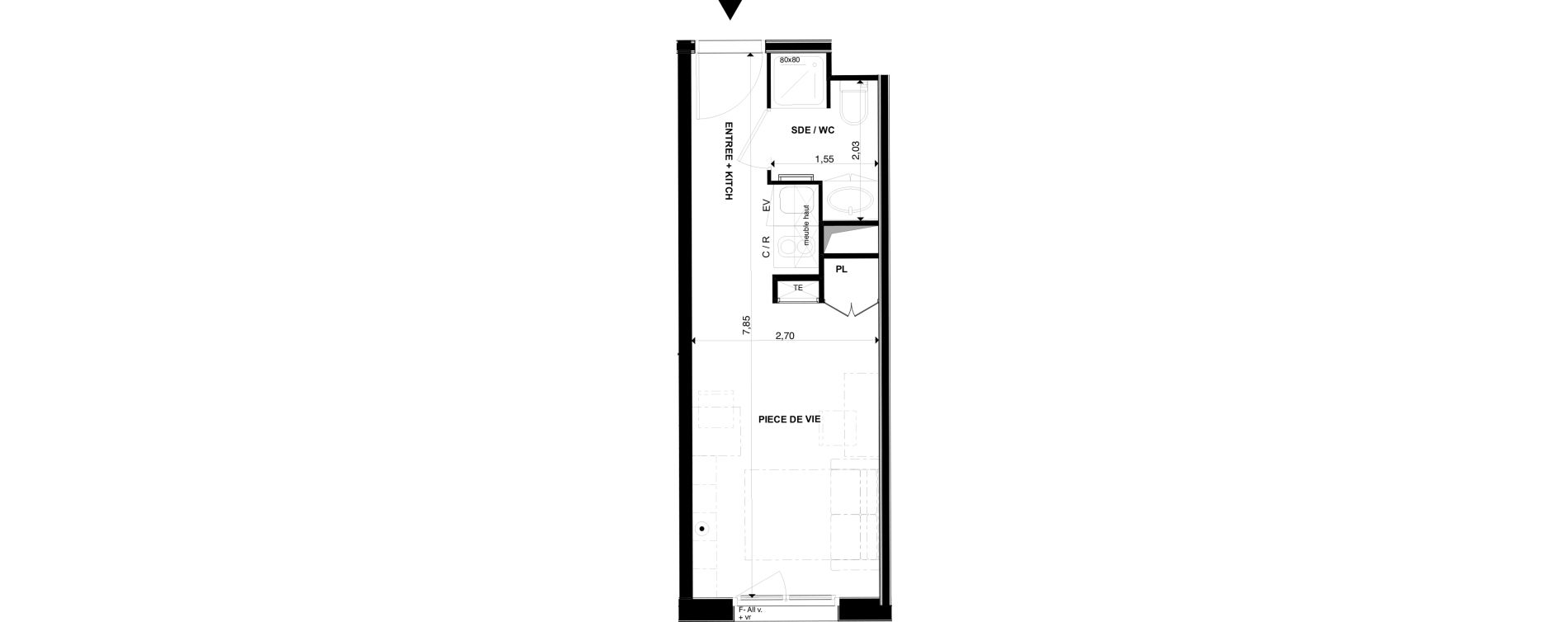 Appartement T1 de 19,93 m2 &agrave; P&eacute;rigueux Les vergnes - boisset - le grand puy bernard