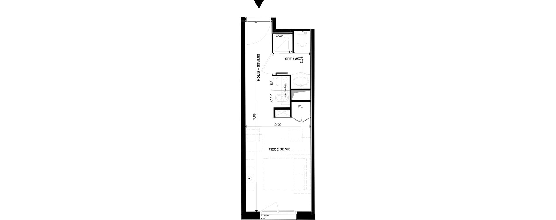 Appartement T1 de 19,47 m2 &agrave; P&eacute;rigueux Les vergnes - boisset - le grand puy bernard