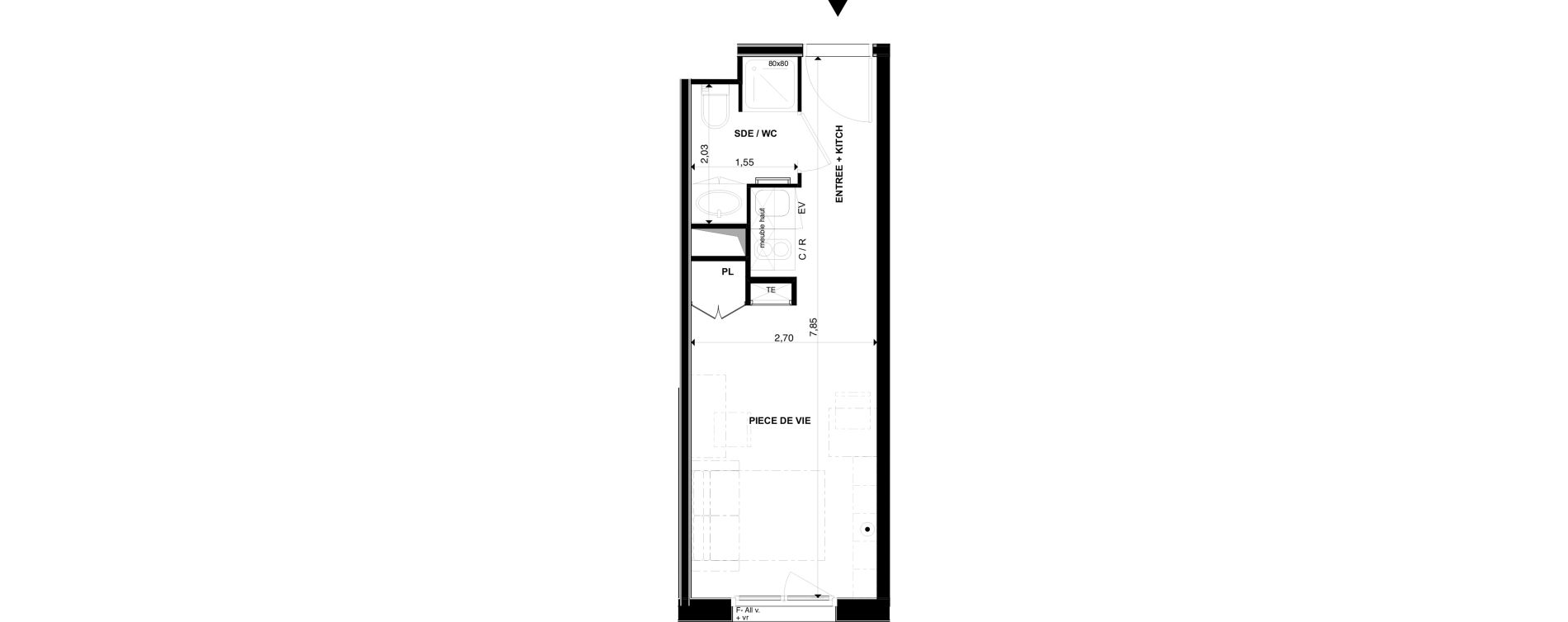 Appartement T1 de 19,93 m2 &agrave; P&eacute;rigueux Les vergnes - boisset - le grand puy bernard