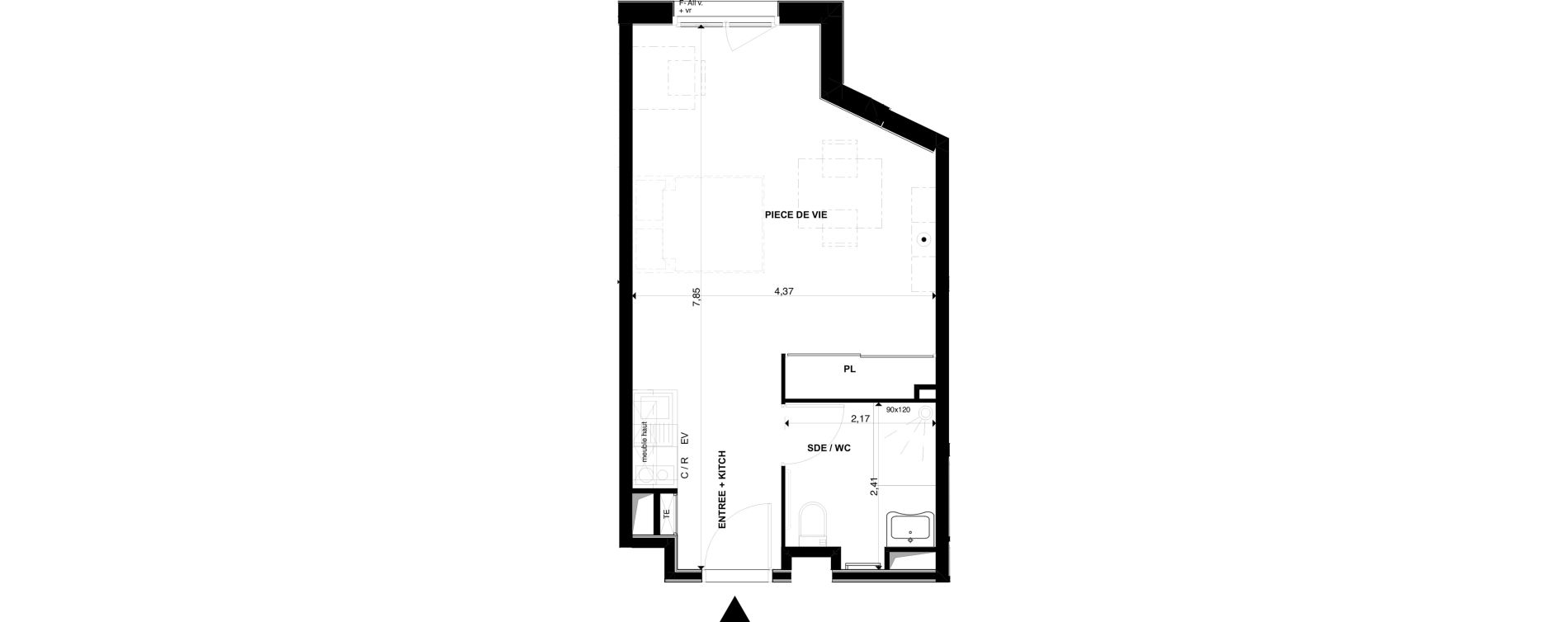 Appartement T1 de 30,20 m2 &agrave; P&eacute;rigueux Les vergnes - boisset - le grand puy bernard