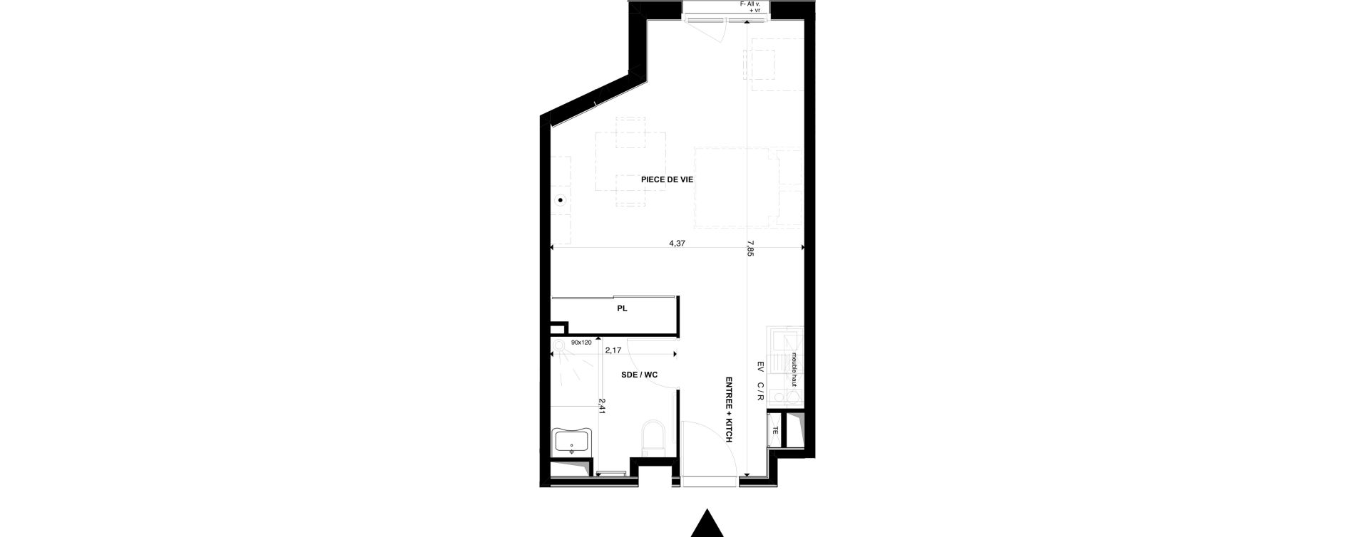 Appartement T1 de 30,20 m2 &agrave; P&eacute;rigueux Les vergnes - boisset - le grand puy bernard