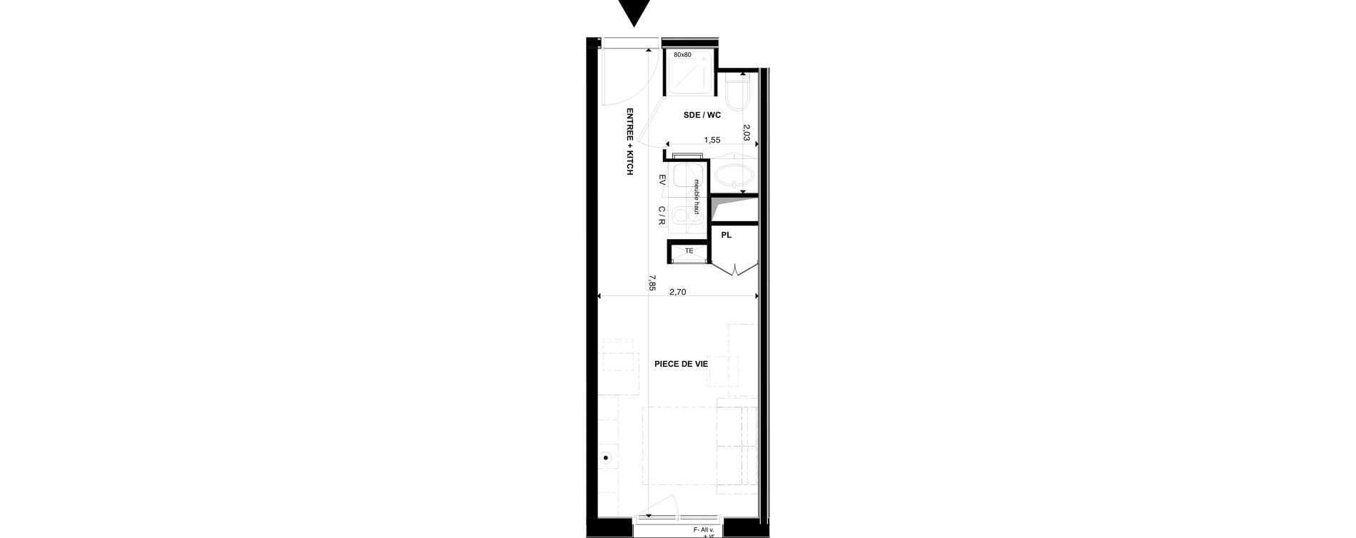 Appartement T1 de 19,93 m2 &agrave; P&eacute;rigueux Les vergnes - boisset - le grand puy bernard