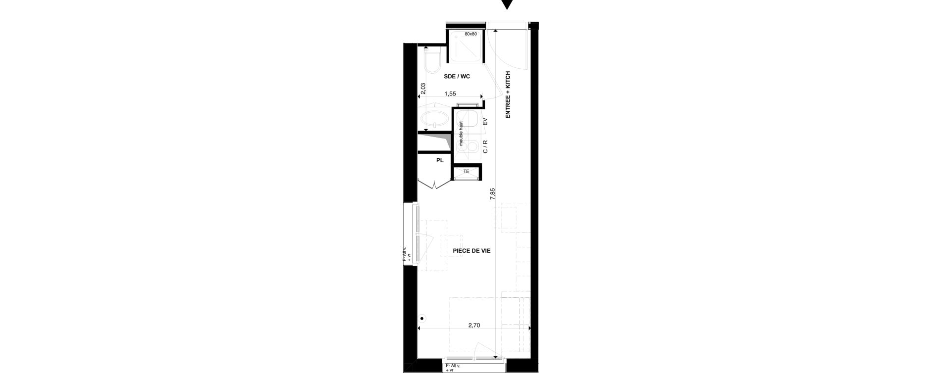 Appartement T1 de 19,91 m2 &agrave; P&eacute;rigueux Les vergnes - boisset - le grand puy bernard