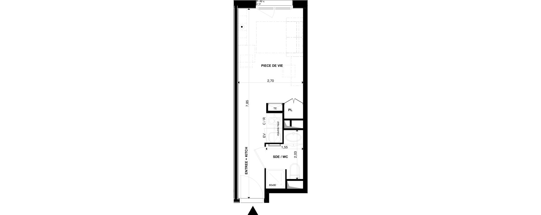 Appartement T1 de 19,33 m2 &agrave; P&eacute;rigueux Les vergnes - boisset - le grand puy bernard