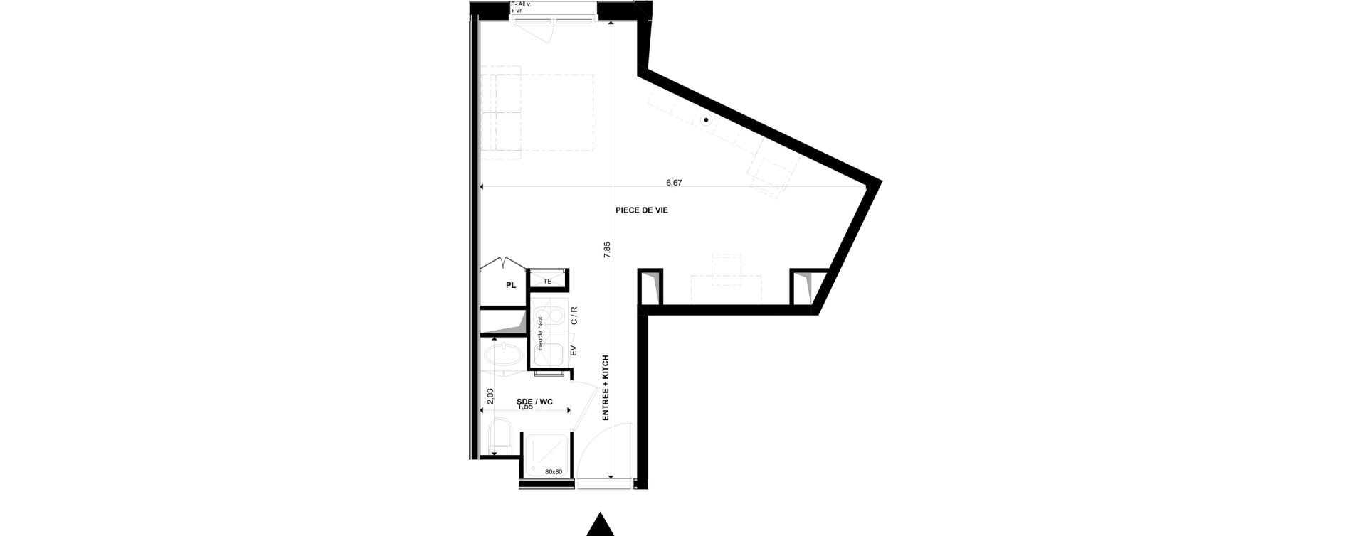 Appartement T1 de 30,17 m2 &agrave; P&eacute;rigueux Les vergnes - boisset - le grand puy bernard