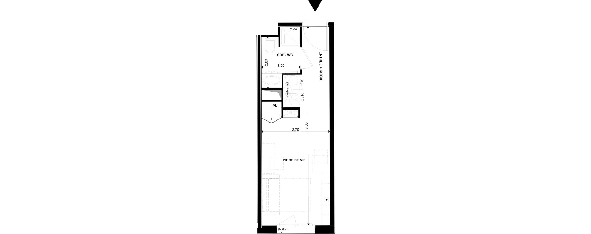 Appartement T1 de 19,93 m2 &agrave; P&eacute;rigueux Les vergnes - boisset - le grand puy bernard