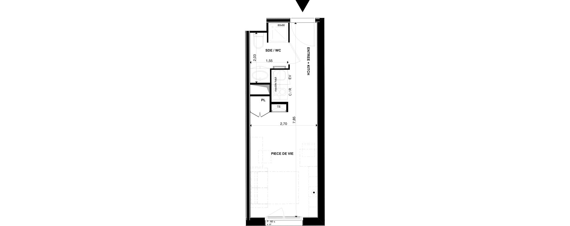 Appartement T1 de 19,93 m2 &agrave; P&eacute;rigueux Les vergnes - boisset - le grand puy bernard