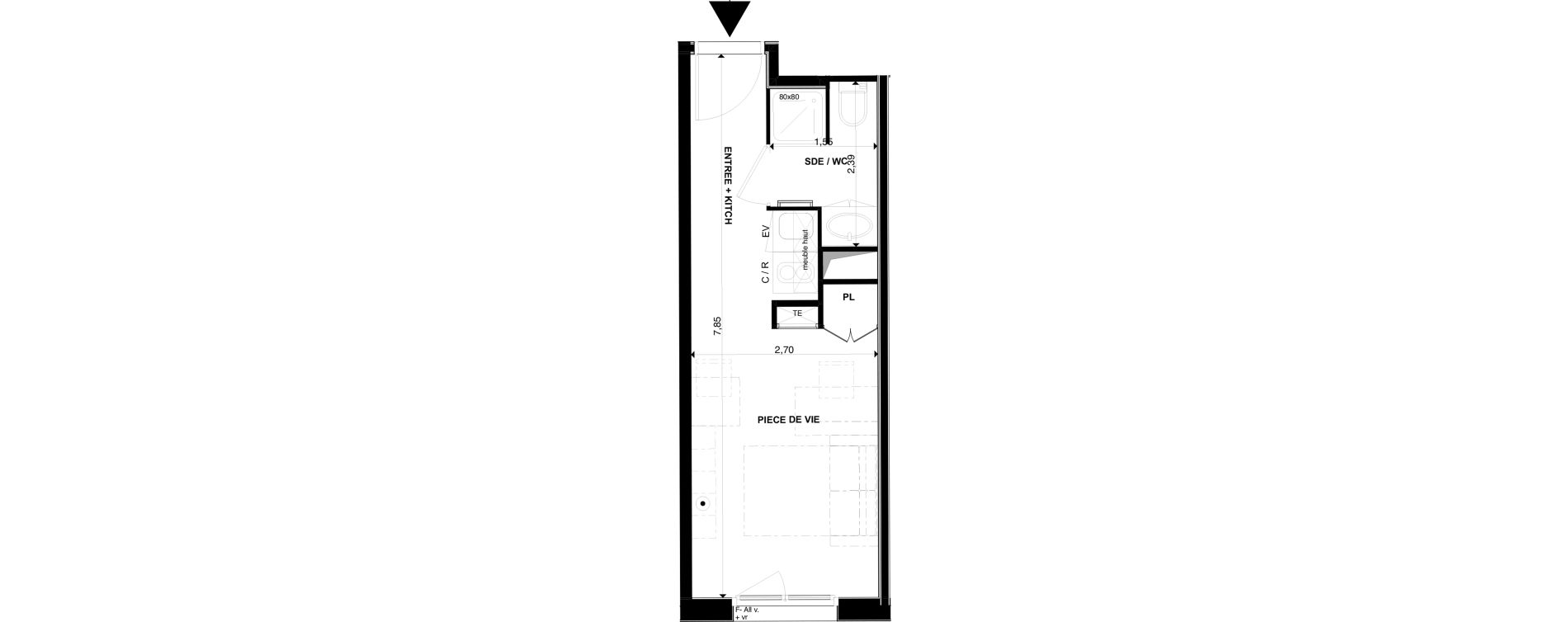 Appartement T1 de 19,47 m2 &agrave; P&eacute;rigueux Les vergnes - boisset - le grand puy bernard