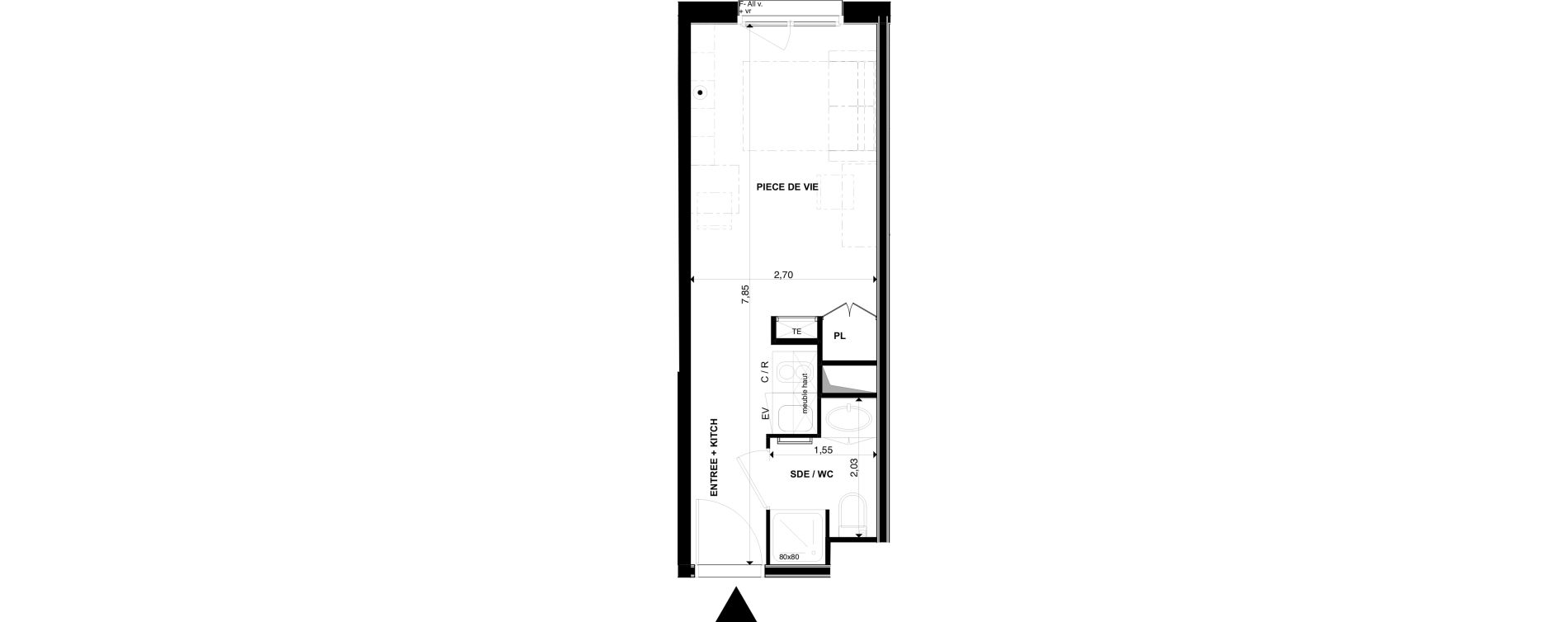 Appartement T1 de 19,93 m2 &agrave; P&eacute;rigueux Les vergnes - boisset - le grand puy bernard