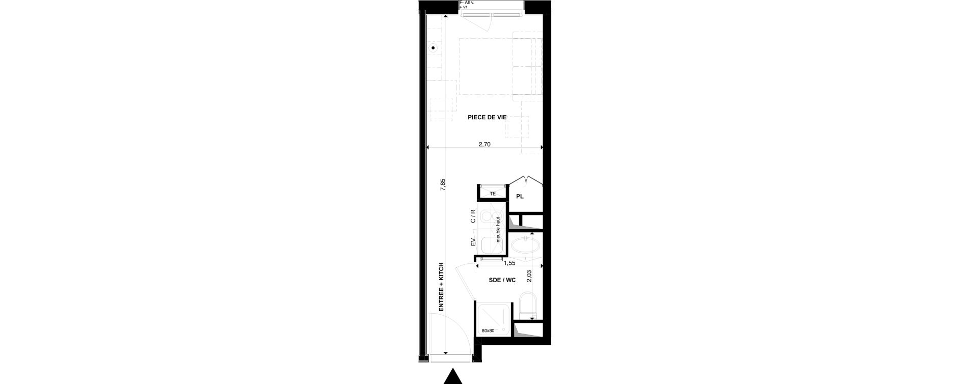 Appartement T1 de 19,33 m2 &agrave; P&eacute;rigueux Les vergnes - boisset - le grand puy bernard