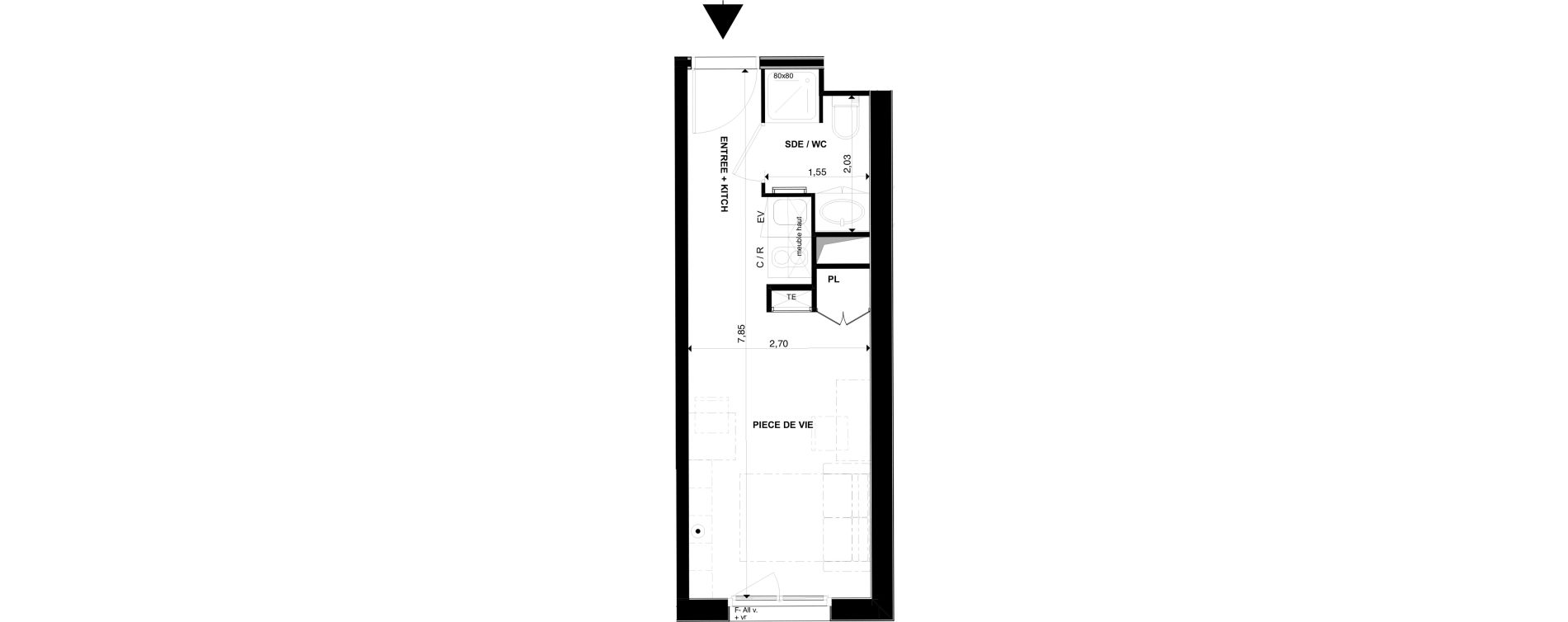 Appartement T1 de 19,93 m2 &agrave; P&eacute;rigueux Les vergnes - boisset - le grand puy bernard