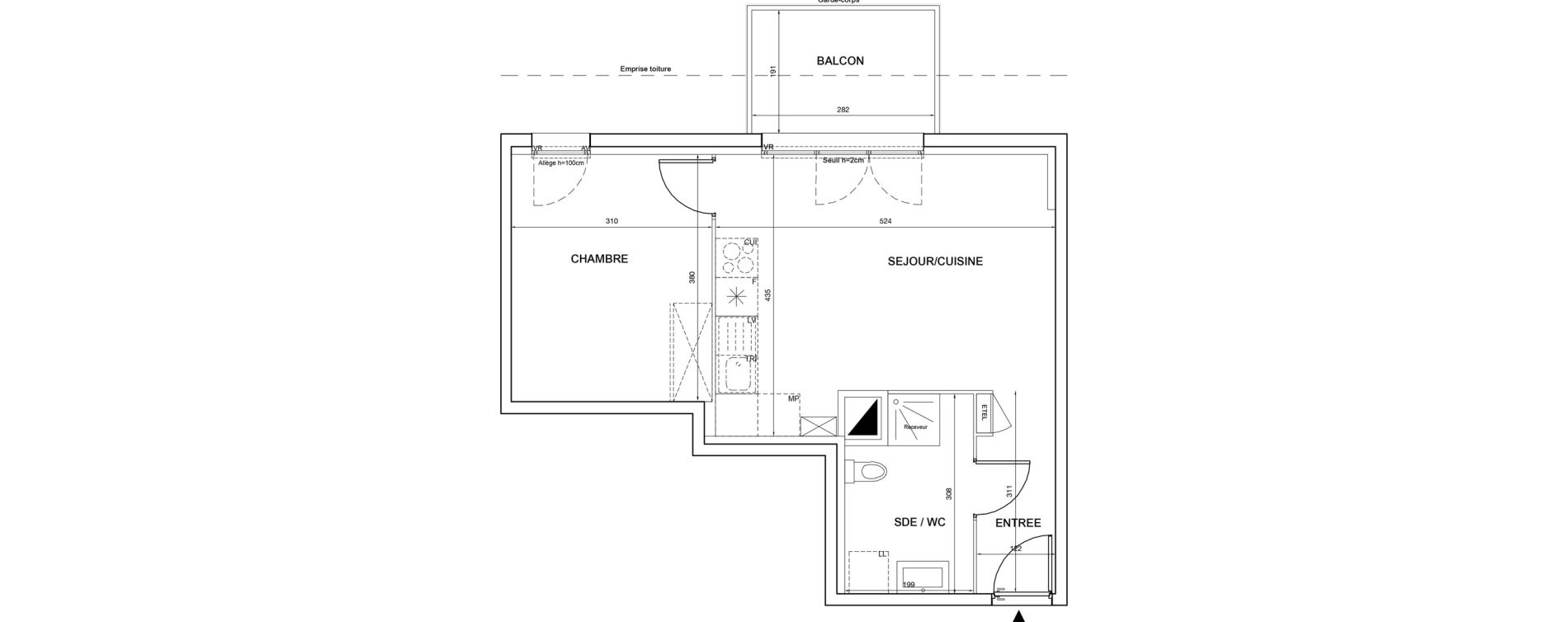 Appartement T2 de 41,37 m2 &agrave; P&eacute;rigueux Saint georges