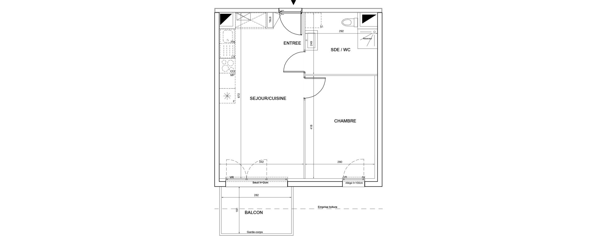 Appartement T2 de 40,81 m2 &agrave; P&eacute;rigueux Saint georges