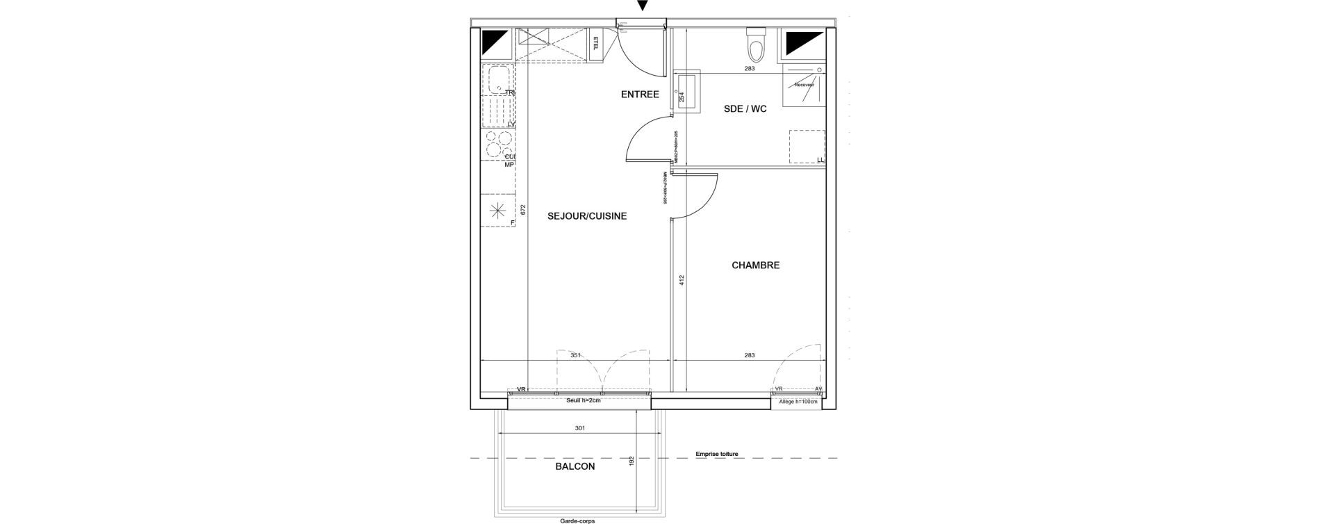 Appartement T2 de 41,26 m2 &agrave; P&eacute;rigueux Saint georges