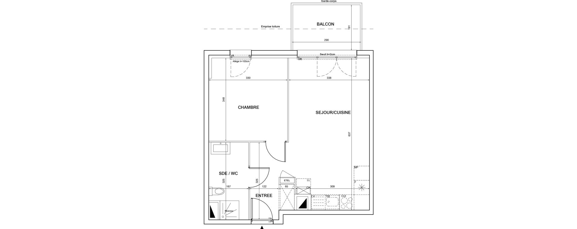 Appartement T2 de 42,40 m2 &agrave; P&eacute;rigueux Saint georges