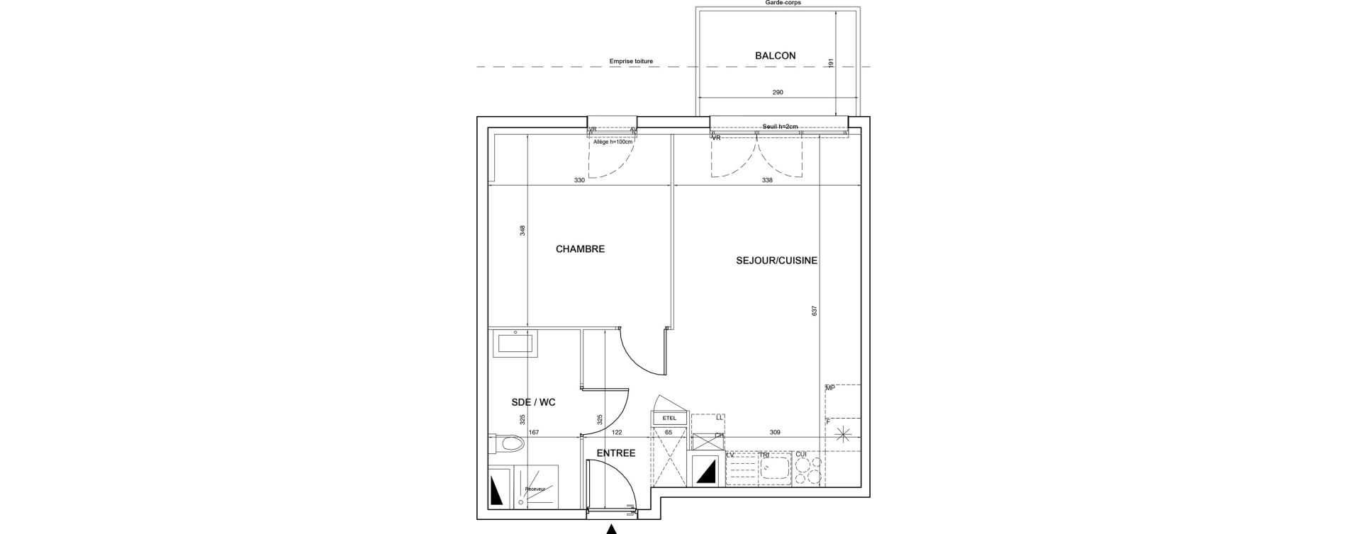 Appartement T2 de 42,40 m2 &agrave; P&eacute;rigueux Saint georges