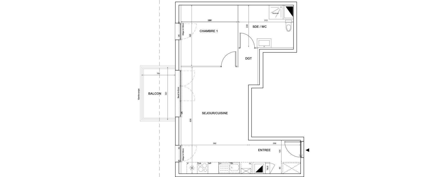 Appartement T2 de 47,93 m2 &agrave; P&eacute;rigueux Saint georges