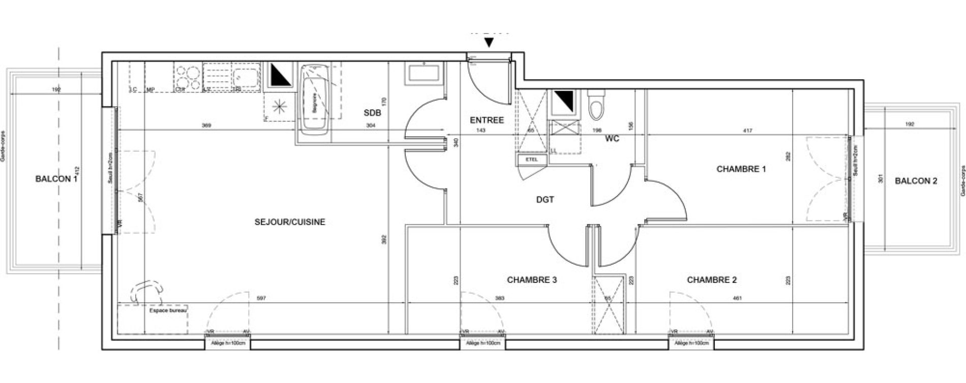 Appartement T4 de 79,54 m2 &agrave; P&eacute;rigueux Saint georges