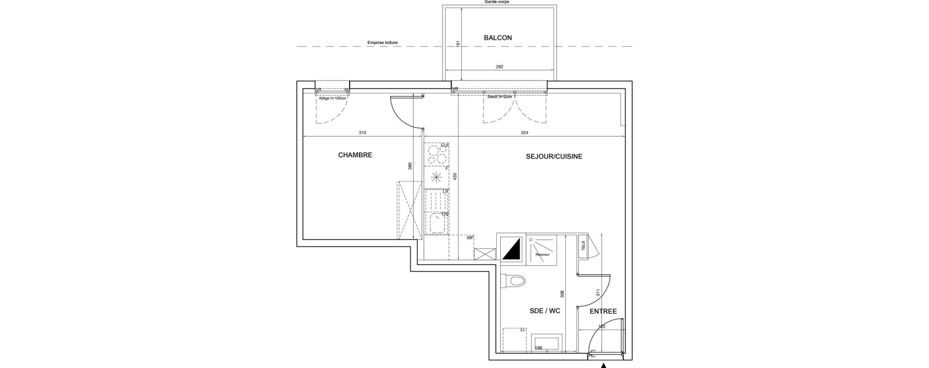 Appartement T2 de 41,37 m2 &agrave; P&eacute;rigueux Saint georges