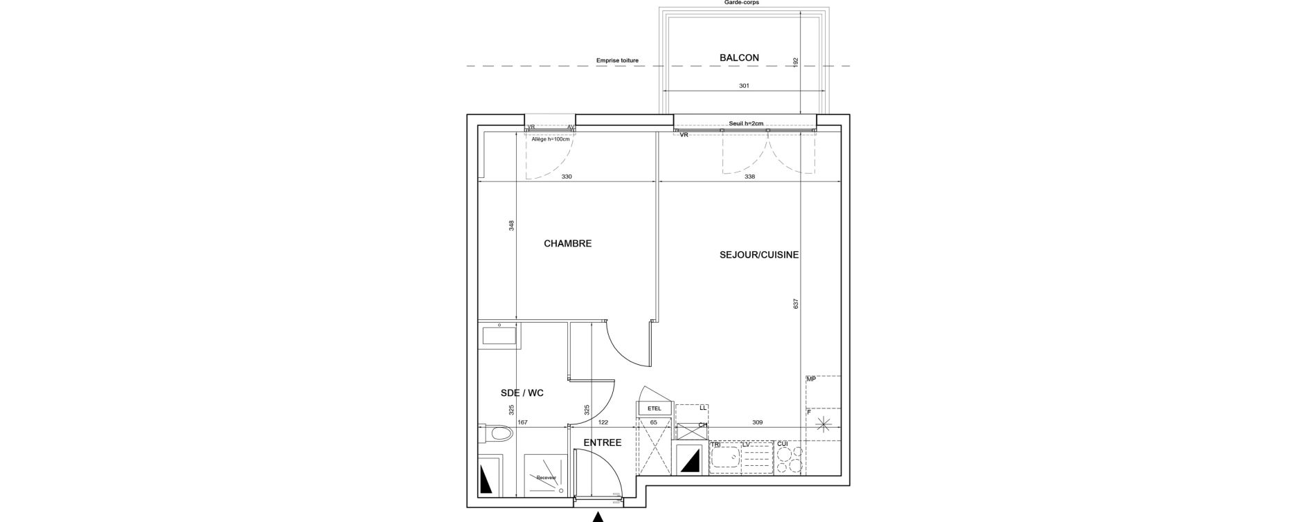 Appartement T2 de 42,40 m2 &agrave; P&eacute;rigueux Saint georges