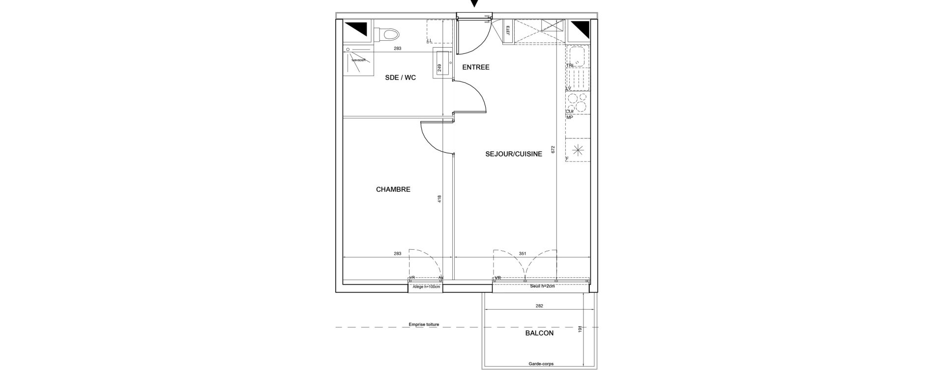 Appartement T2 de 41,32 m2 &agrave; P&eacute;rigueux Saint georges