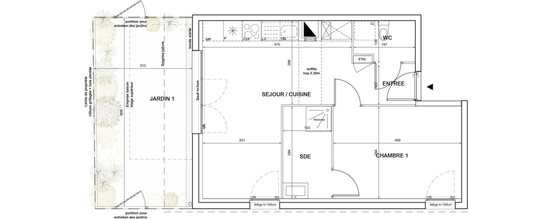 Appartement T2 de 41,49 m2 &agrave; P&eacute;rigueux Saint georges