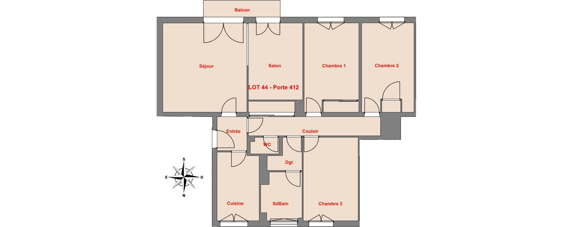 Appartement T4 bis de 82,88 m2 &agrave; P&eacute;rigueux Centre