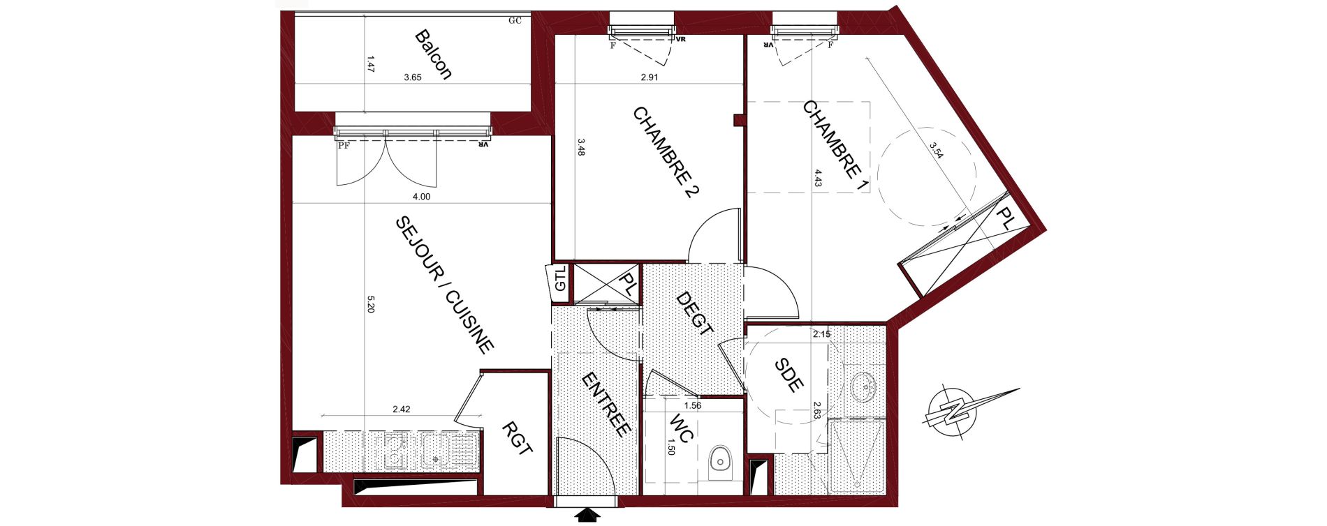 Appartement T3 de 61,09 m2 &agrave; Tr&eacute;lissac Centre