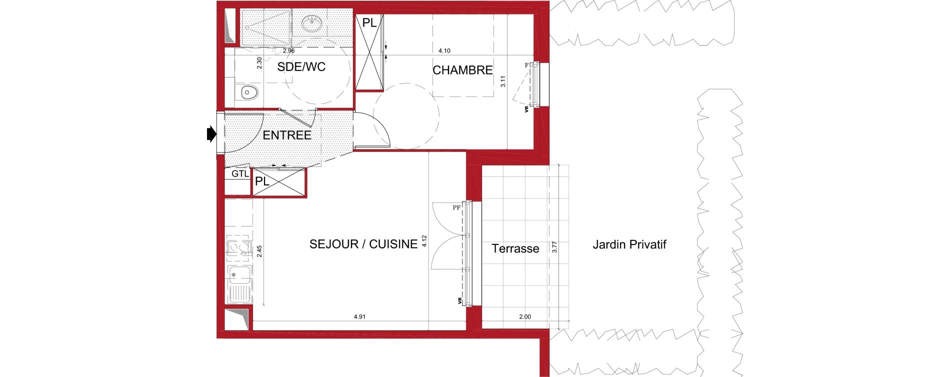 Appartement T2 de 43,97 m2 &agrave; Tr&eacute;lissac Centre