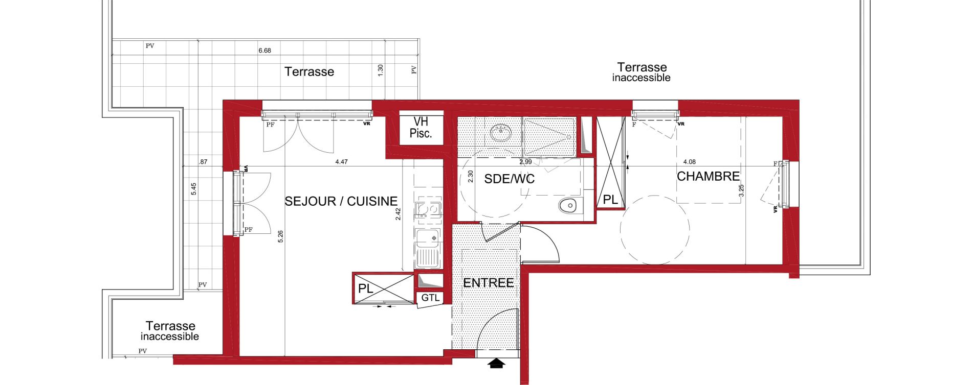Appartement T2 de 47,06 m2 &agrave; Tr&eacute;lissac Centre