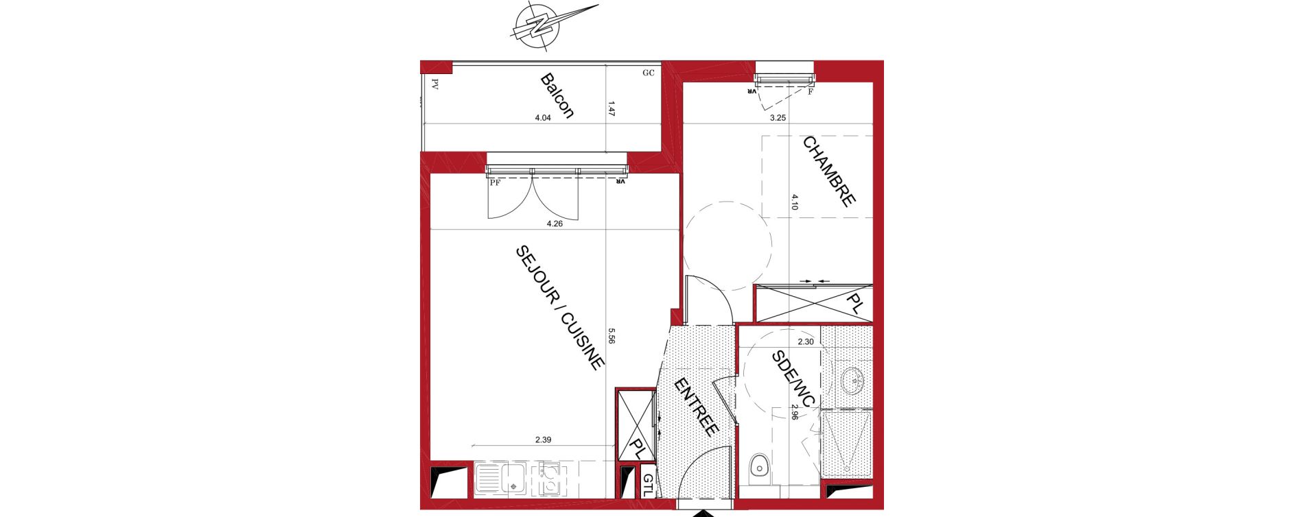 Appartement T2 de 45,19 m2 &agrave; Tr&eacute;lissac Centre