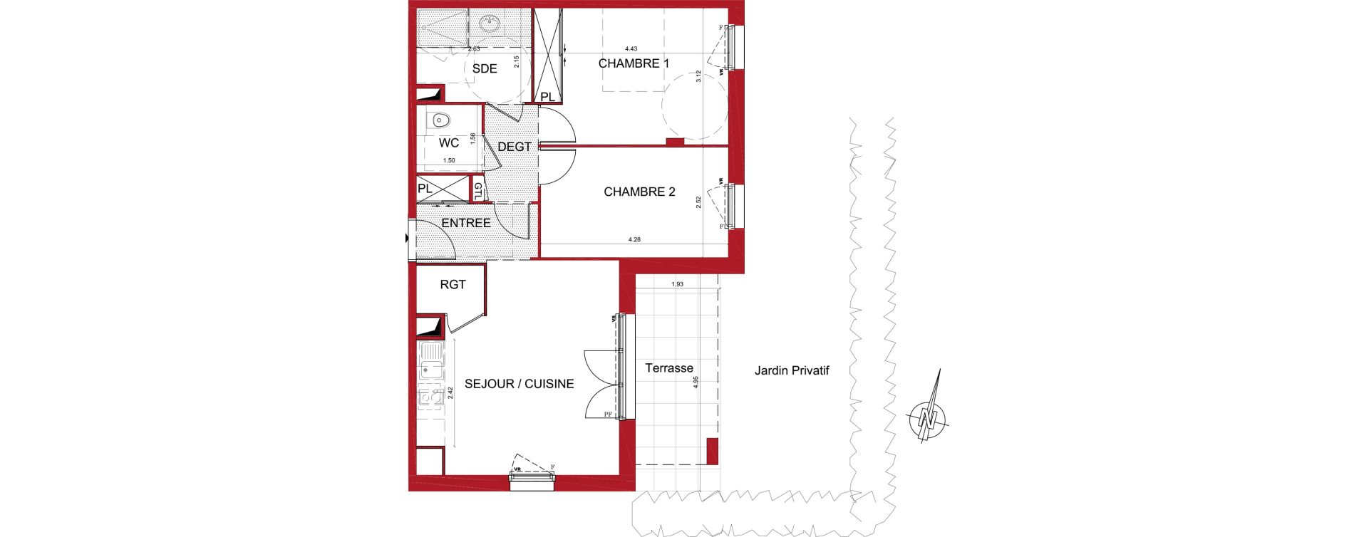 Appartement T3 de 60,84 m2 &agrave; Tr&eacute;lissac Centre