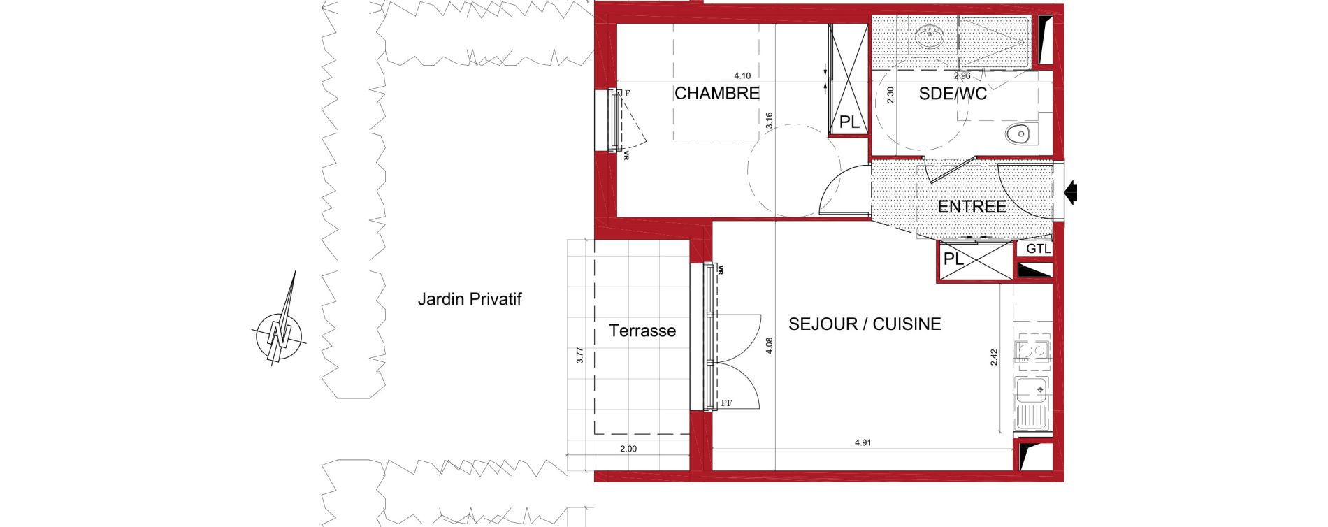 Appartement T2 de 44,08 m2 &agrave; Tr&eacute;lissac Centre