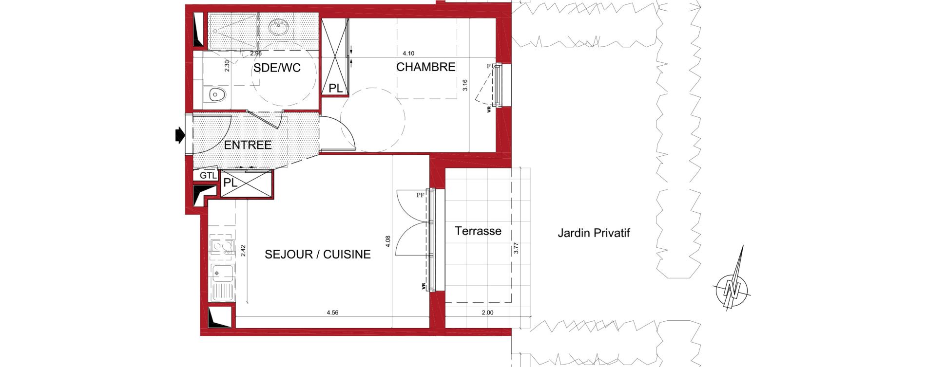 Appartement T2 de 43,03 m2 &agrave; Tr&eacute;lissac Centre