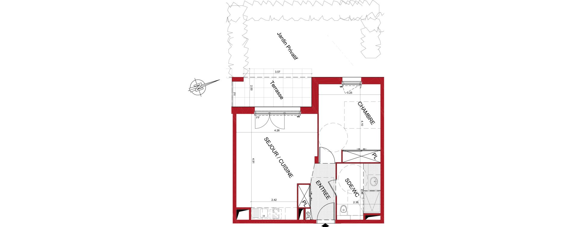 Appartement T2 de 45,16 m2 &agrave; Tr&eacute;lissac Centre