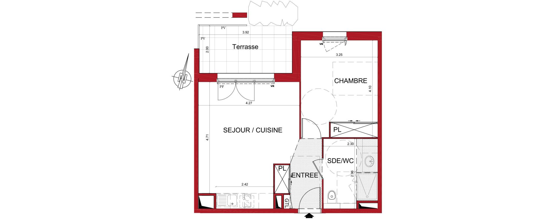 Appartement T2 de 44,43 m2 &agrave; Tr&eacute;lissac Centre