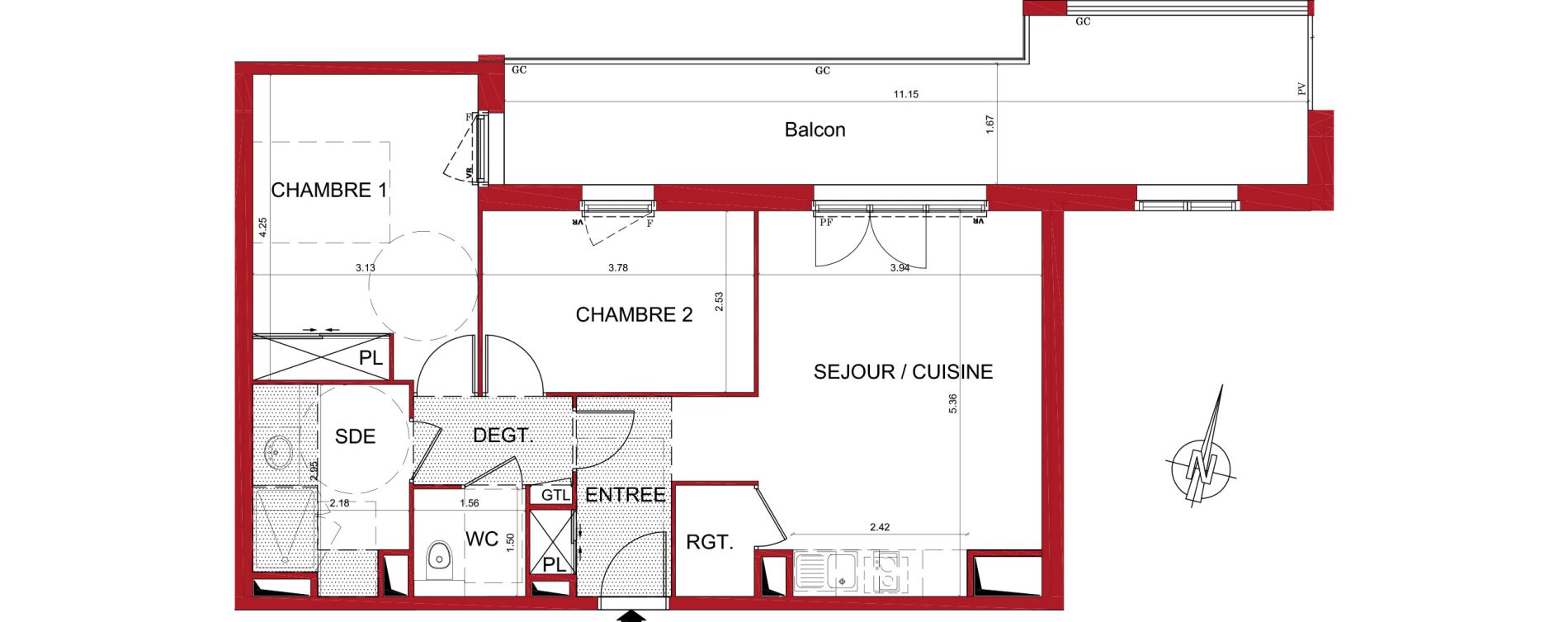 Appartement T3 de 61,67 m2 &agrave; Tr&eacute;lissac Centre