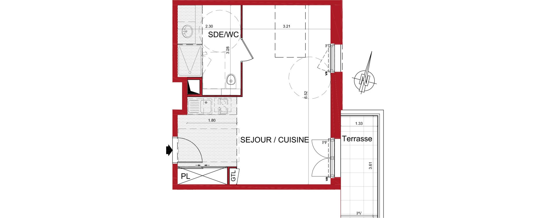 Appartement T1 de 34,90 m2 &agrave; Tr&eacute;lissac Centre
