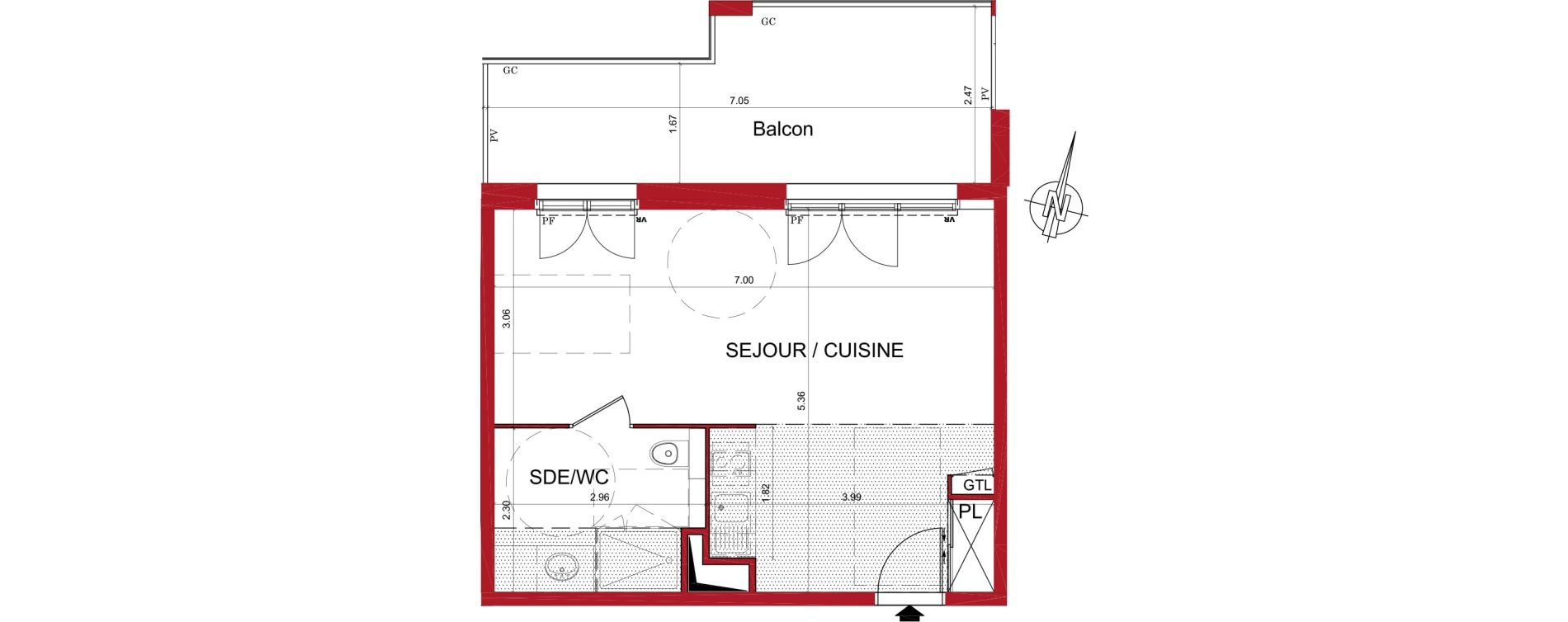 Appartement T3 de 36,35 m2 &agrave; Tr&eacute;lissac Centre