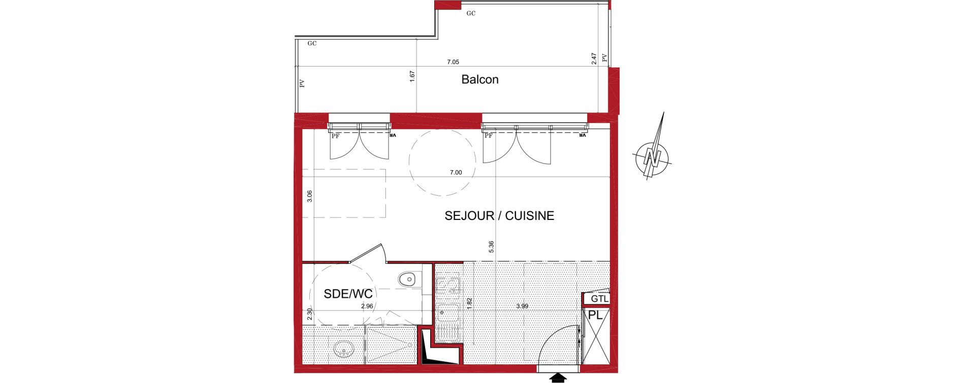 Appartement T1 de 36,35 m2 &agrave; Tr&eacute;lissac Centre