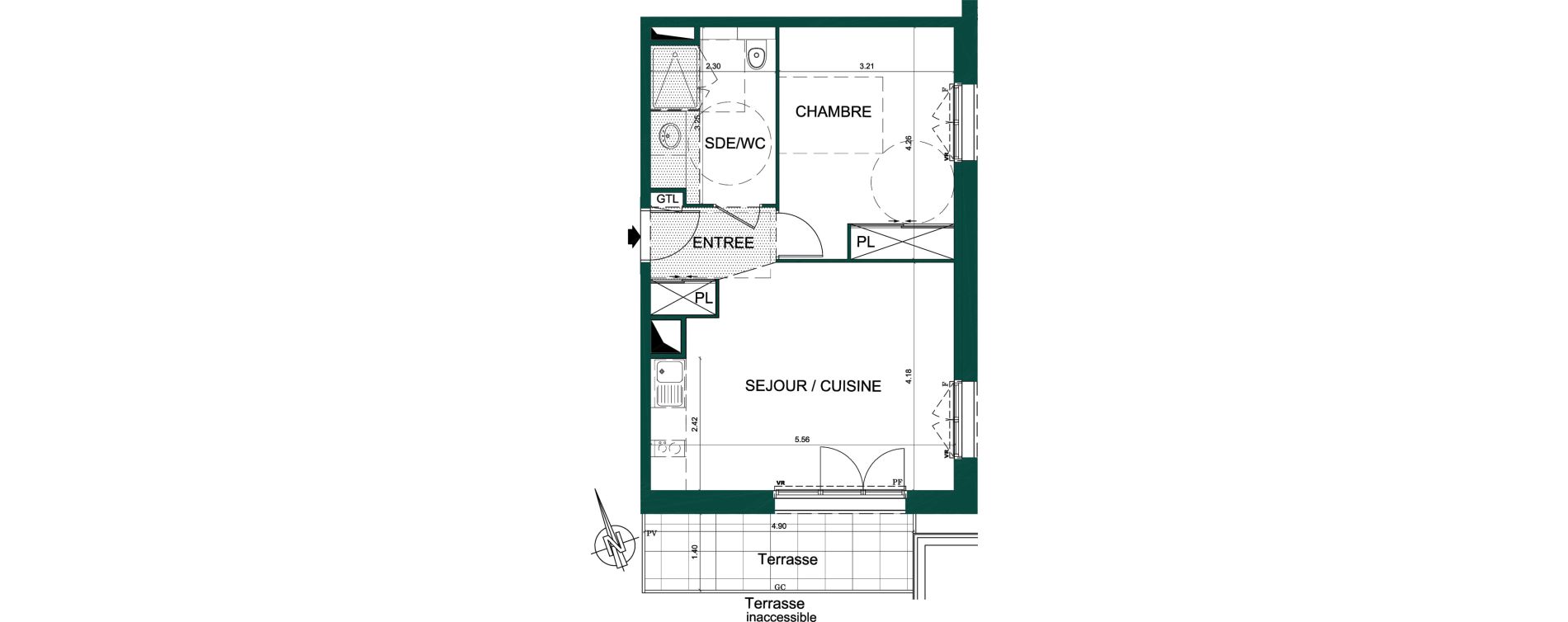 Appartement T2 de 45,57 m2 &agrave; Tr&eacute;lissac Centre
