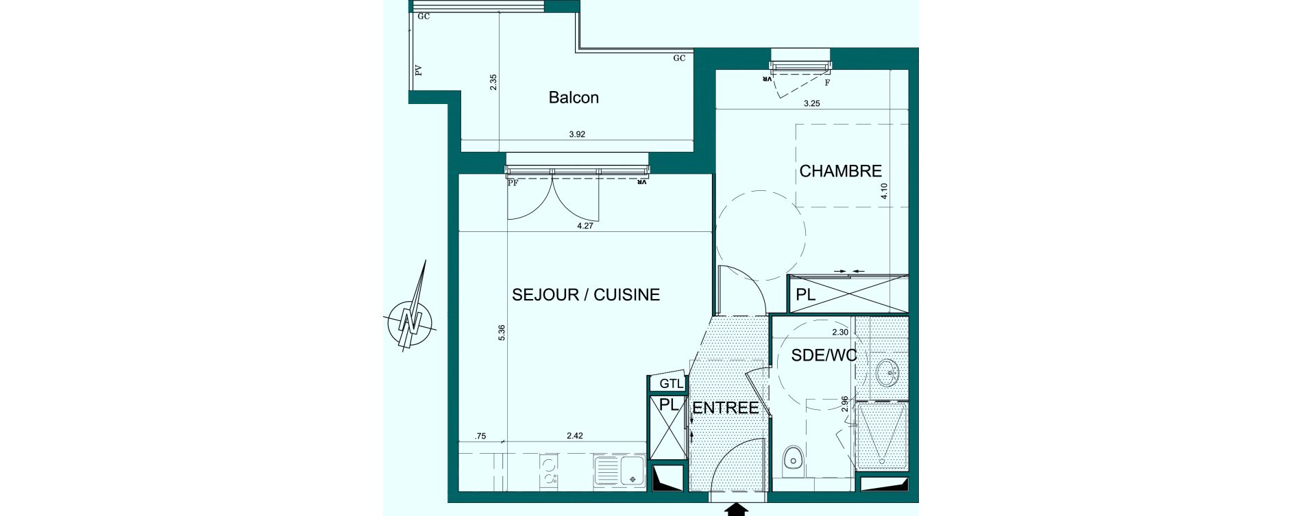 Appartement T2 de 44,80 m2 &agrave; Tr&eacute;lissac Centre